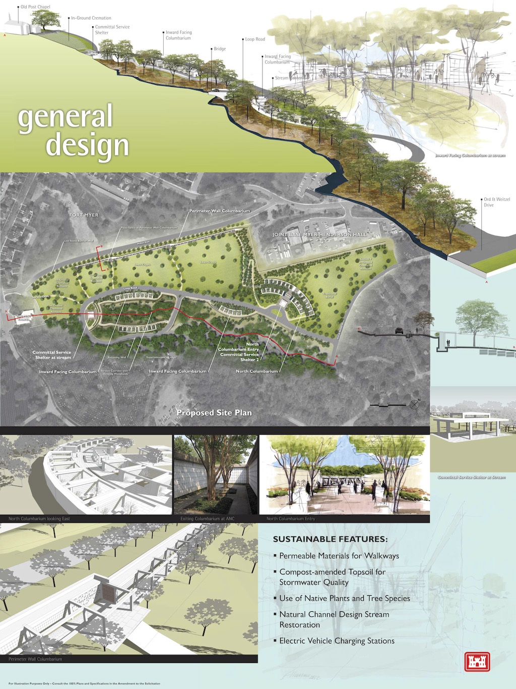 An artist rendition of the general design for the Arlington National Cemetery's Millennium Project. The project will add 30,000 additional burial and niche spaces to the cemetery